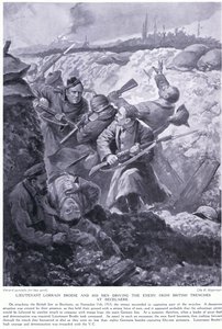 Löjtnant Lorrain Brodie vann en VC för att ha drivit fienden från brittiska skyttegravar vid Becelaere i november 1915